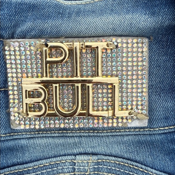 RARE Pit Bull - distressed high rise skinny with bling blue jeans - size 6 - Picture 8 of 10
